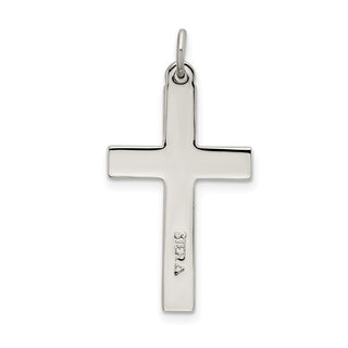 925 Sterling Silver Satin and Diamond-Cut Cross Pendant