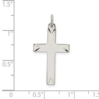 925 Sterling Silver Satin and Diamond-Cut Cross Pendant