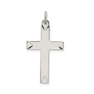 925 Sterling Silver Satin and Diamond-Cut Cross Pendant