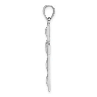 Rhodium-Plated 925 Sterling Silver Polished Cross Pendant QC9073