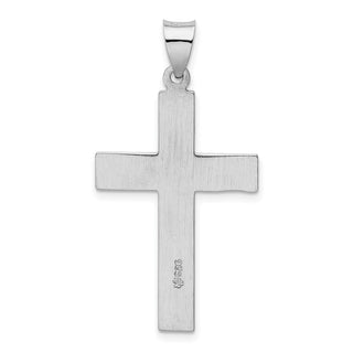 Rhodium-Plated 925 Sterling Silver Polished Cross Pendant QC9073