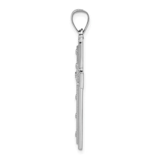 Rhodium-Plated 925 Sterling Silver Satin and Polished Latin Cross Pendant