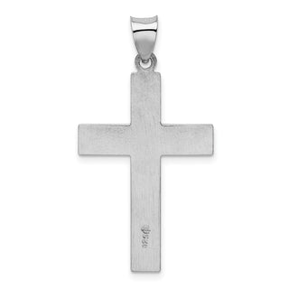 Rhodium-Plated 925 Sterling Silver Satin and Polished Latin Cross Pendant
