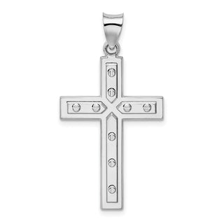 Rhodium-Plated 925 Sterling Silver Satin and Polished Latin Cross Pendant