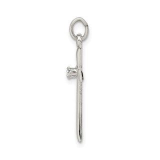 Sterling Silver Polished CZ Cross Pendant QC9090