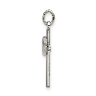 925 Sterling Silver Polished and Satin Dove Cross Pendant
