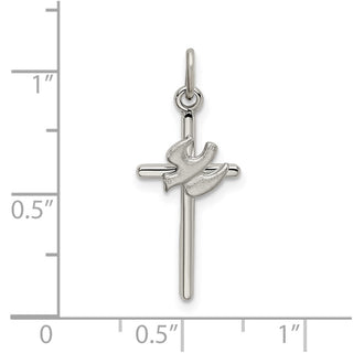 925 Sterling Silver Polished and Satin Dove Cross Pendant