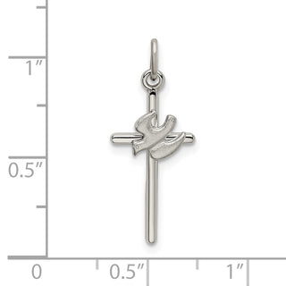 925 Sterling Silver Polished and Satin Dove Cross Pendant