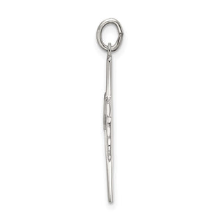 925 Sterling Silver Polished and Satin Draped Cross Pendant