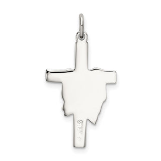 925 Sterling Silver Polished and Satin Draped Cross Pendant