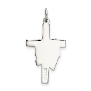 925 Sterling Silver Polished and Satin Draped Cross Pendant