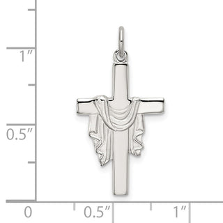 925 Sterling Silver Polished and Satin Draped Cross Pendant