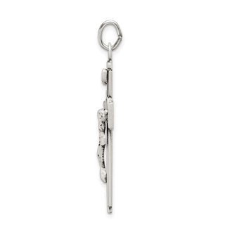 925 Sterling Silver Satin and Diamond-Cut Inri Crucifix Pendant