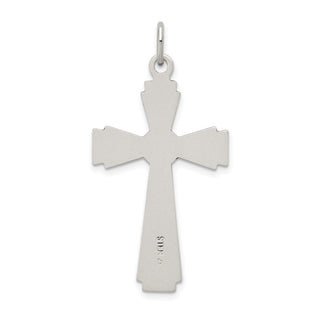 925 Sterling Silver Satin and Diamond-Cut Inri Crucifix Pendant