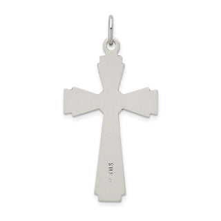 925 Sterling Silver Satin and Diamond-Cut Inri Crucifix Pendant