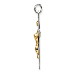 925 Sterling Silver with Gold-Plated Polished and Textured Inri Crucifix Pendant