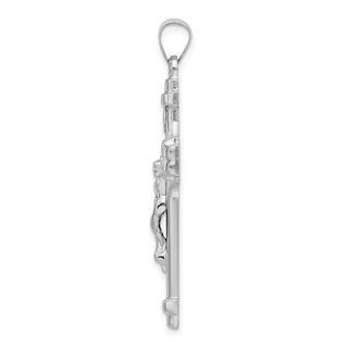 Rhodium-Plated 925 Sterling Silver Polished Inri Crucifix Pendant QC9103