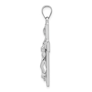 Rhodium-Plated 925 Sterling Silver Polished Inri Latin Crucifix Pendant