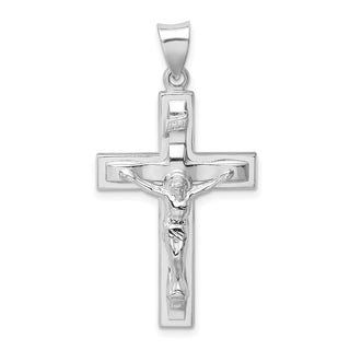 Rhodium-Plated 925 Sterling Silver Polished Inri Latin Crucifix Pendant