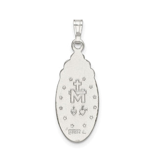 925 Sterling Silver Epoxy and Synthetic Crystal Miraculous Medal Pendant
