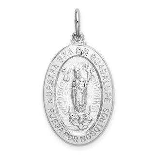 Rhodium-Plated 925 Sterling Spanish Lady Of Guadalupe Medal Pendant QC9119
