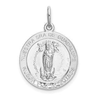 Rhodium-Plated 925 Sterling Spanish Lady Of Guadalupe Medal Pendant QC9121