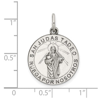 925 Sterling Silver Satin Antiqued Spanish St. Jude Thaddeus Medal Pendant