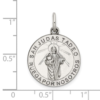 925 Sterling Silver Satin Antiqued Spanish St. Jude Thaddeus Medal Pendant