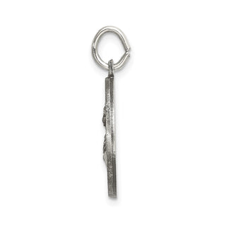 925 Sterling Silver Satin Antiqued Spanish St. Lucy Medal Pendant