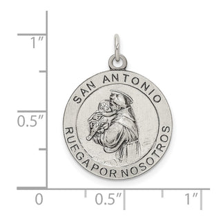 925 Sterling Silver Satin Antiqued Spanish St. Anthony Medal Pendant