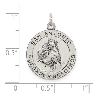 925 Sterling Silver Satin Antiqued Spanish St. Anthony Medal Pendant