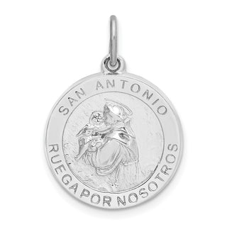 Rhodium-Plated 925 Sterling Silver Spanish St. Anthony Medal Pendant