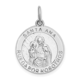 Rhodium-Plated 925 Sterling Silver Spanish Saint Anne Medal Pendant