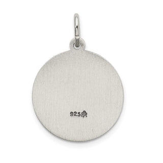 925 Sterling Silver Satin Antiqued Spanish St. Gabriel Medal Pendant