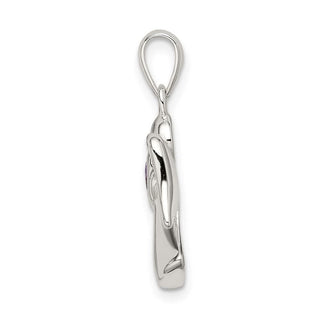 925 Sterling Silver Angel with Purple Cubic Zirconia Heart Pendant