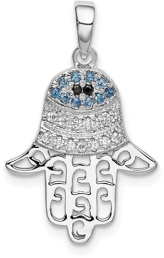 925 Sterling Black/White Cubic Zirconia & Synthetic Sapphire Chamseh Pendant