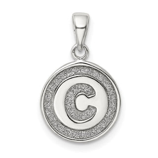 Sterling Silver Glitter Enamel Letter C Circle Pendant