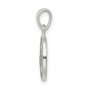 Sterling Silver Glitter Enamel Letter H Circle Pendant