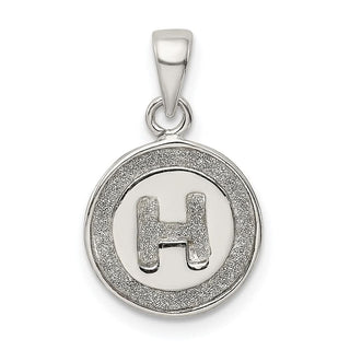 Sterling Silver Glitter Enamel Letter H Circle Pendant