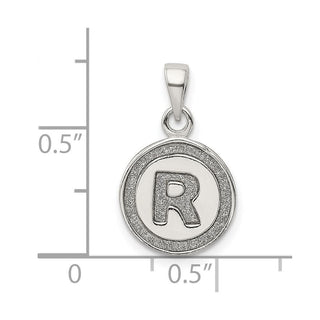 Sterling Silver Glitter Enamel Letter R Circle Pendant