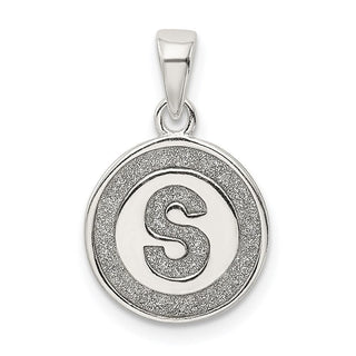 Sterling Silver Glitter Enamel Letter S Circle Pendant
