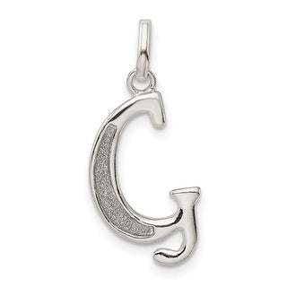Sterling Silver Polished Glitter Enamel Letter G Pendant