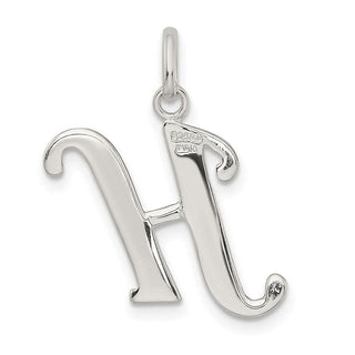 Sterling Silver Polished Glitter Enamel Letter H Pendant