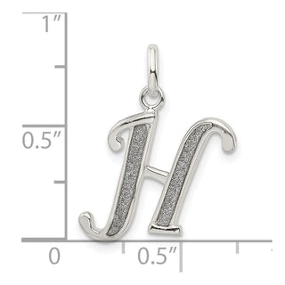 Sterling Silver Polished Glitter Enamel Letter H Pendant