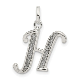 Sterling Silver Polished Glitter Enamel Letter H Pendant