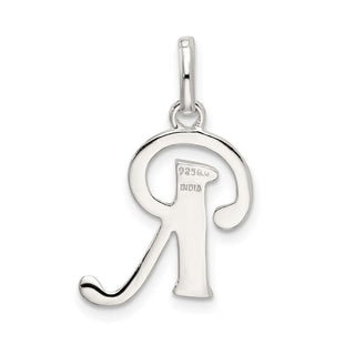 Sterling Silver Polished Glitter Enamel Letter R Pendant