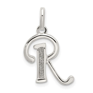 Sterling Silver Polished Glitter Enamel Letter R Pendant