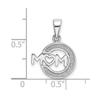 Sterling Silver Rhodium-Plated Enamel Glitter Fabric Mom Pendant