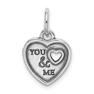Rhodium-Plated Sterling Silver Oxidized You and Me Charm