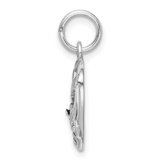 Sterling Silver Rhodium-Plated Pink and White CZ #1 Grandma Charm
